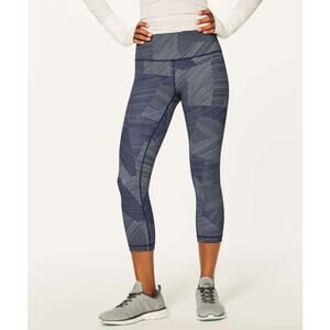 Lululemon Wunder Under Crop Hi-Rise Leggings 21" Etch Hail Midnight Navy Blue 6